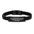 Funny Veterinarian Gifts for Men, Unique Interlaced Leather Bracelet, I'm A Veterinarian. Not A Magician But I Can See Why You Might Be Confused. Graduation Gift for Him - Image 1