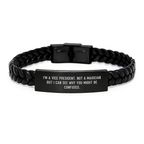 Funny Vice President Interlaced Leather Bracelet Gifts for Men, Unique Graduation Unique Gifts from Friends, Coworkers, Family - Image 1