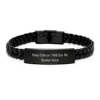 Funny Drafter Gifts for Men from Friends, Interlaced Leather Bracelet, Keep Calm Or I Will Use My Drafter Voice Christmas Unique Finds