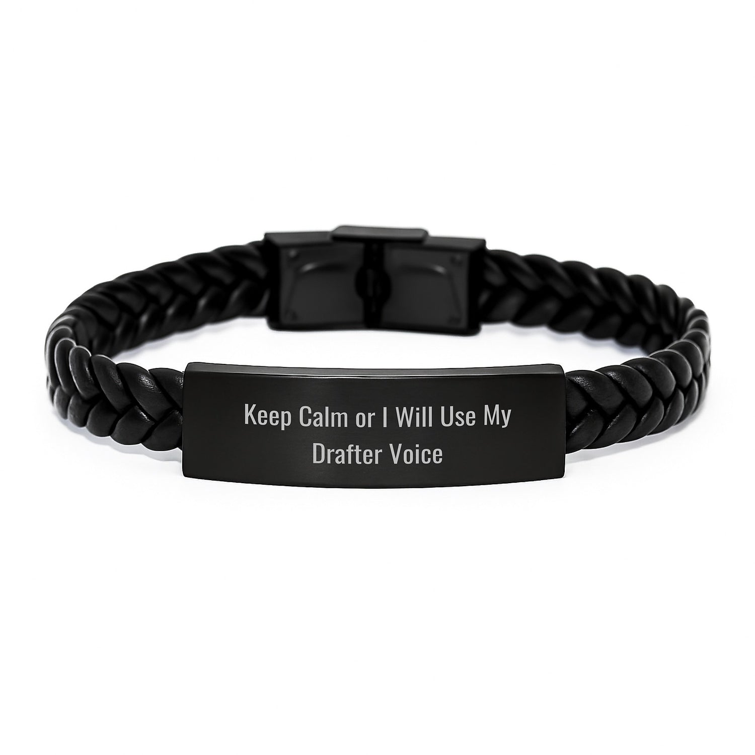 Funny Drafter Gifts for Men from Friends, Interlaced Leather Bracelet, Keep Calm Or I Will Use My Drafter Voice Christmas Unique Finds - Image 1