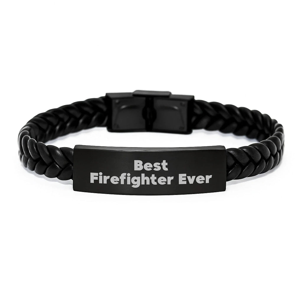 Best Firefighter Ever Interlaced Leather Bracelet Gifts from Men to Firefighter Friends