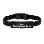 Best Firefighter Ever Interlaced Leather Bracelet Gifts from Men to Firefighter Friends