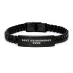 Hairdresser Gifts from Friends, Best Hairdresser Ever Interlaced Leather Bracelet for Graduation, Gifts for Hairdresser, Unique Men's Accessories, Stylish Women's Jewelry, Coworkers' Appreciation