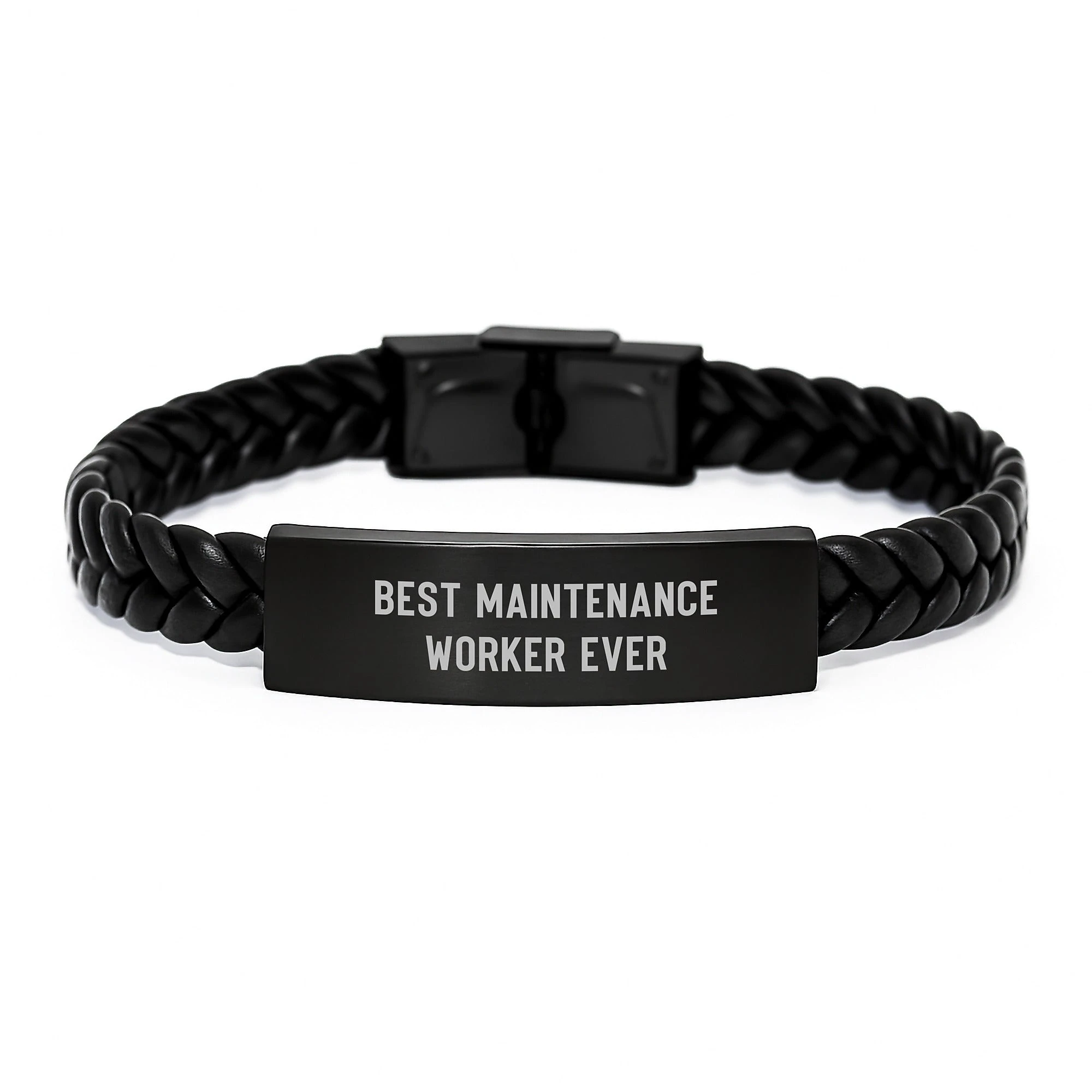 Funny Maintenance Worker Gifts, Best Maintenance Worker Ever Leather Bracelet, Men Women Coworkers Family Unique Christmas Memorable Presents