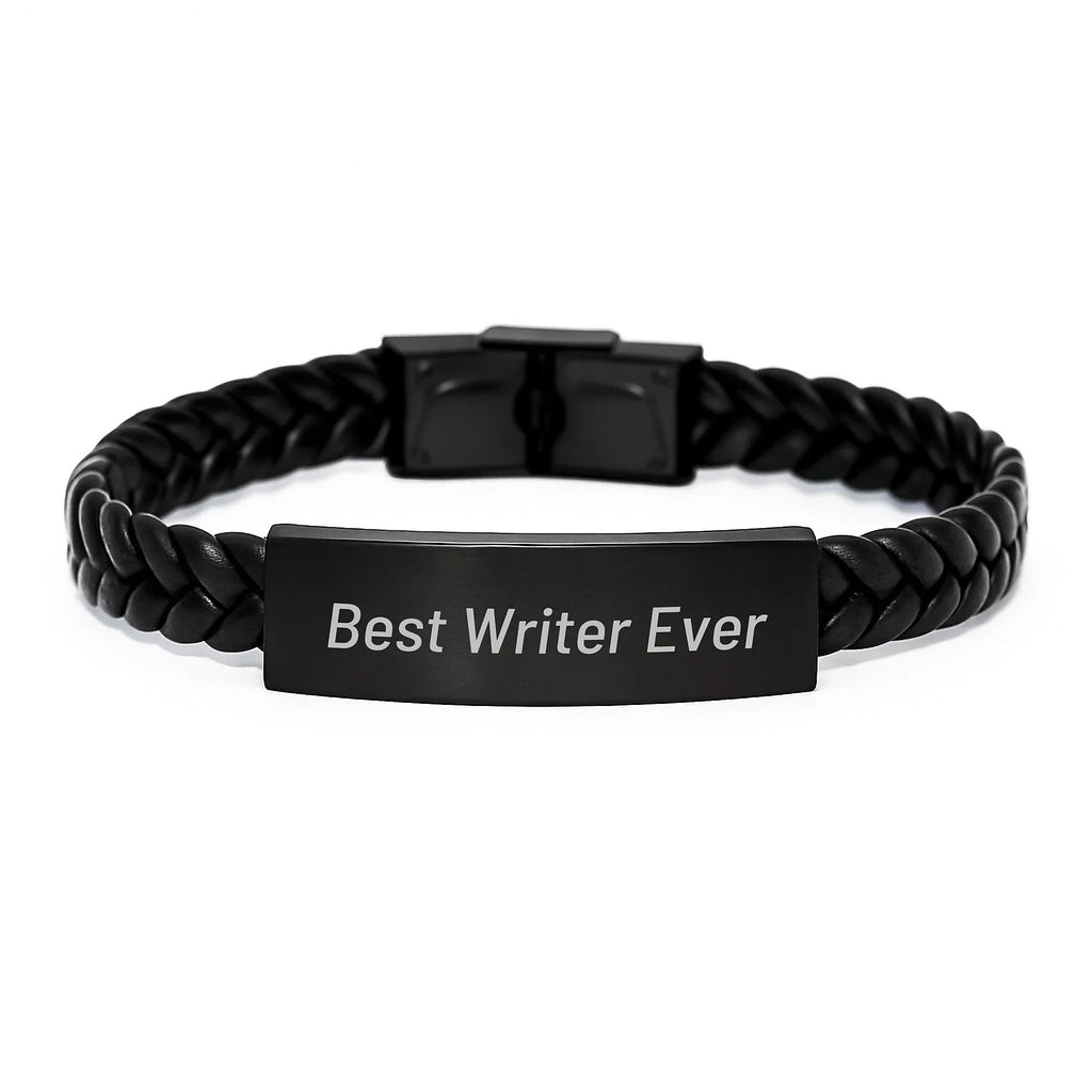 Funny Writer Gifts, Best Writer Ever Inspirational Quote, Interlaced Leather Bracelet Christmas Unique