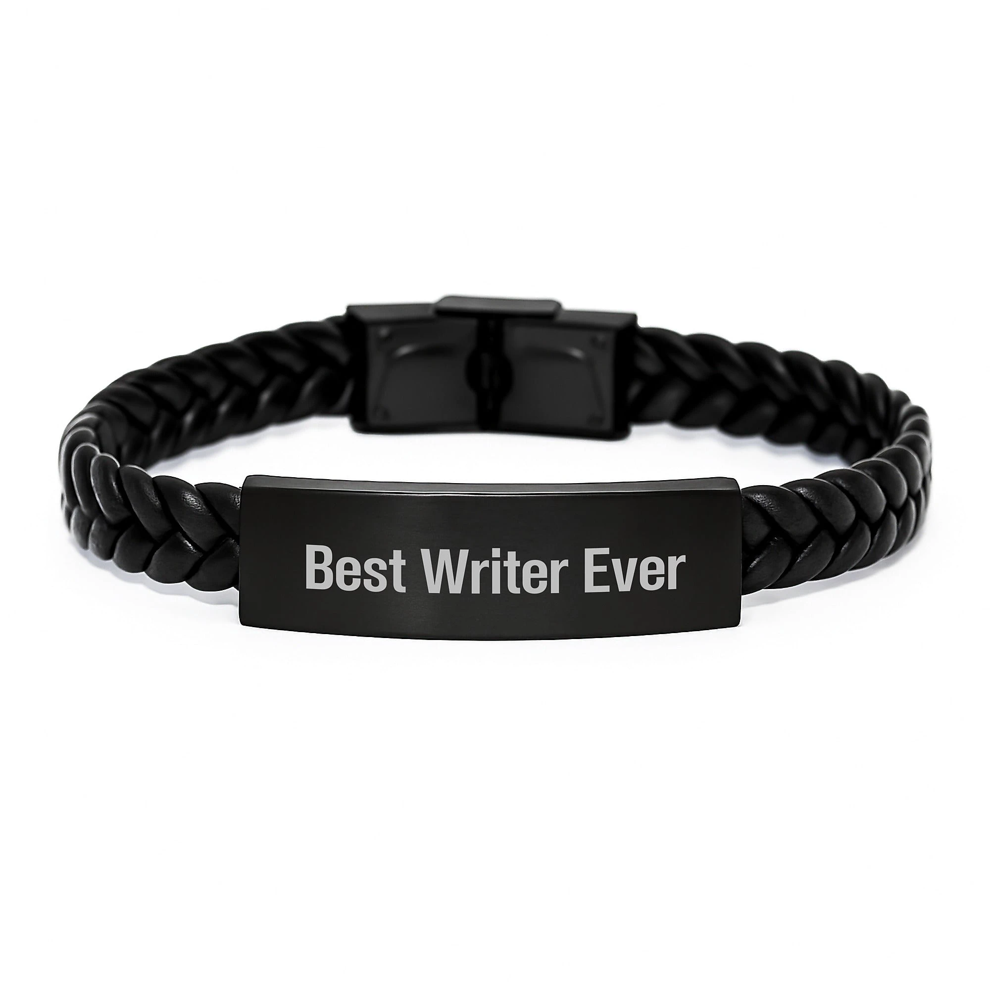 Funny Writer Gifts for Best Writer Ever Engraved Interlaced Leather Bracelet, Handmade Stainless Steel and PU Leather Christmas Unique Presents