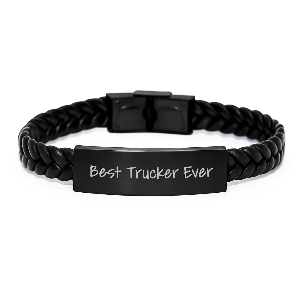 Funny Trucker Quotes Gifts for Men Interlaced Leather Bracelet Christmas Unique Ideas, Gifts from Family to Trucker, Best Trucker Ever