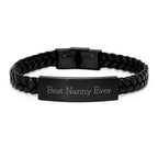 Funny Quote Nanny Gifts, Interlaced Leather Bracelet for Nanny, Best Nanny Ever Valentine's Unique Gifts from Friends