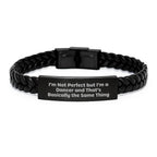 Funny Dancer Gifts for Him or Her, Christmas Unique Interlaced Leather Bracelet with Quote 'I'm Not Perfect But I'm A Dancer And That's Basically The Same Thing' from Friends and Family