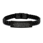 Funny Quote Interlaced Leather Bracelet Gifts for Dental Hygienist Men - Unique Christmas Memorable Presents from Friends to Coworkers - Stainless Steel and PU Leather