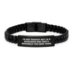 Funny Developer Gifts from Men for Him, Interlaced Leather Bracelet with Stainless Steel, Christmas Unique Presents for Developers
