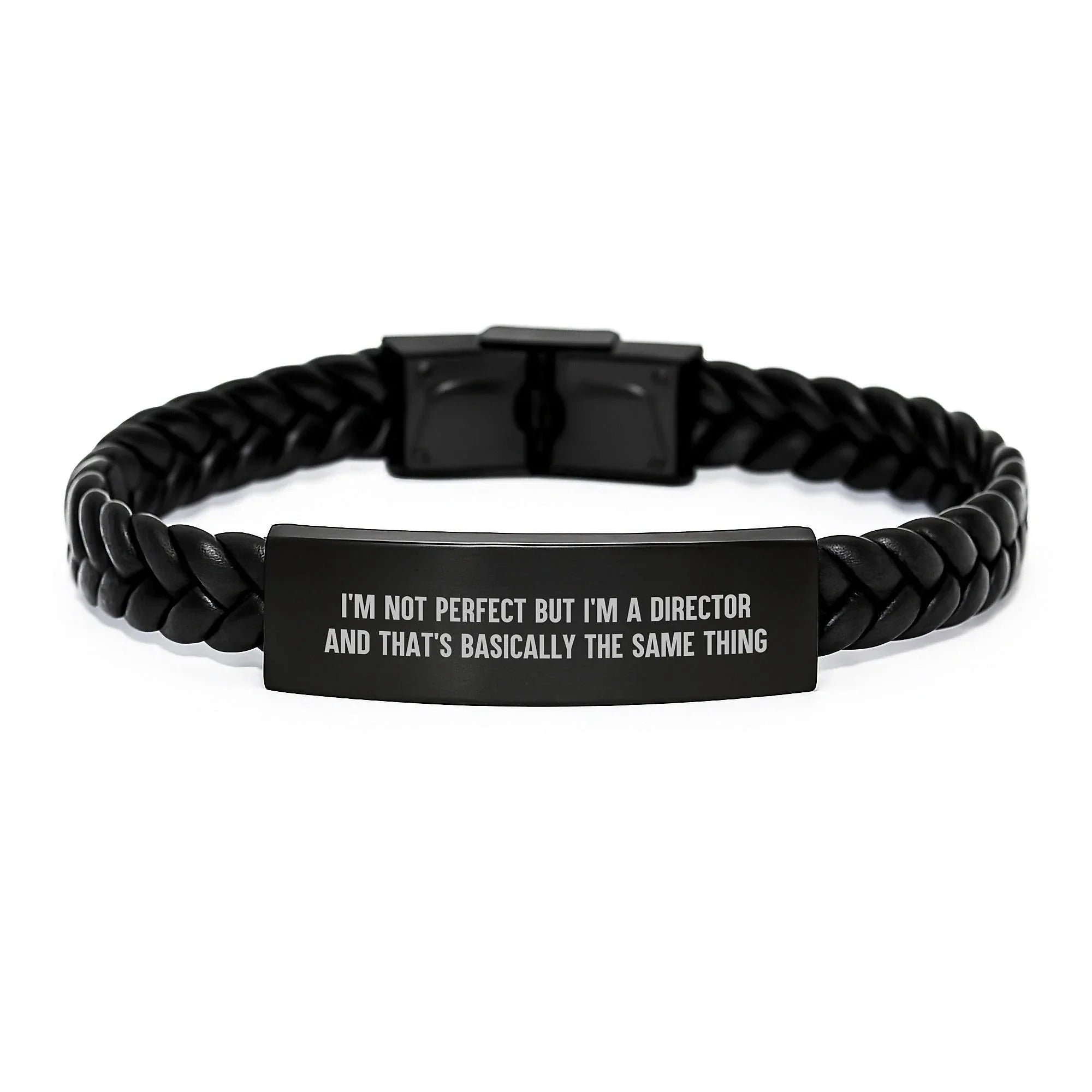 Funny Director Gifts from Friends, Inspirational Interlaced Leather Bracelet for Men, Christmas Unique Director Presents, I'm Not Perfect But I'm A Director And That's Basically The Same Thing