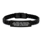 Inspirational Gifts from Friends to Designer Men, Unique Graduation Unique Gifts for Him, Interlaced Leather Bracelet with Quirky Quote - Image 1