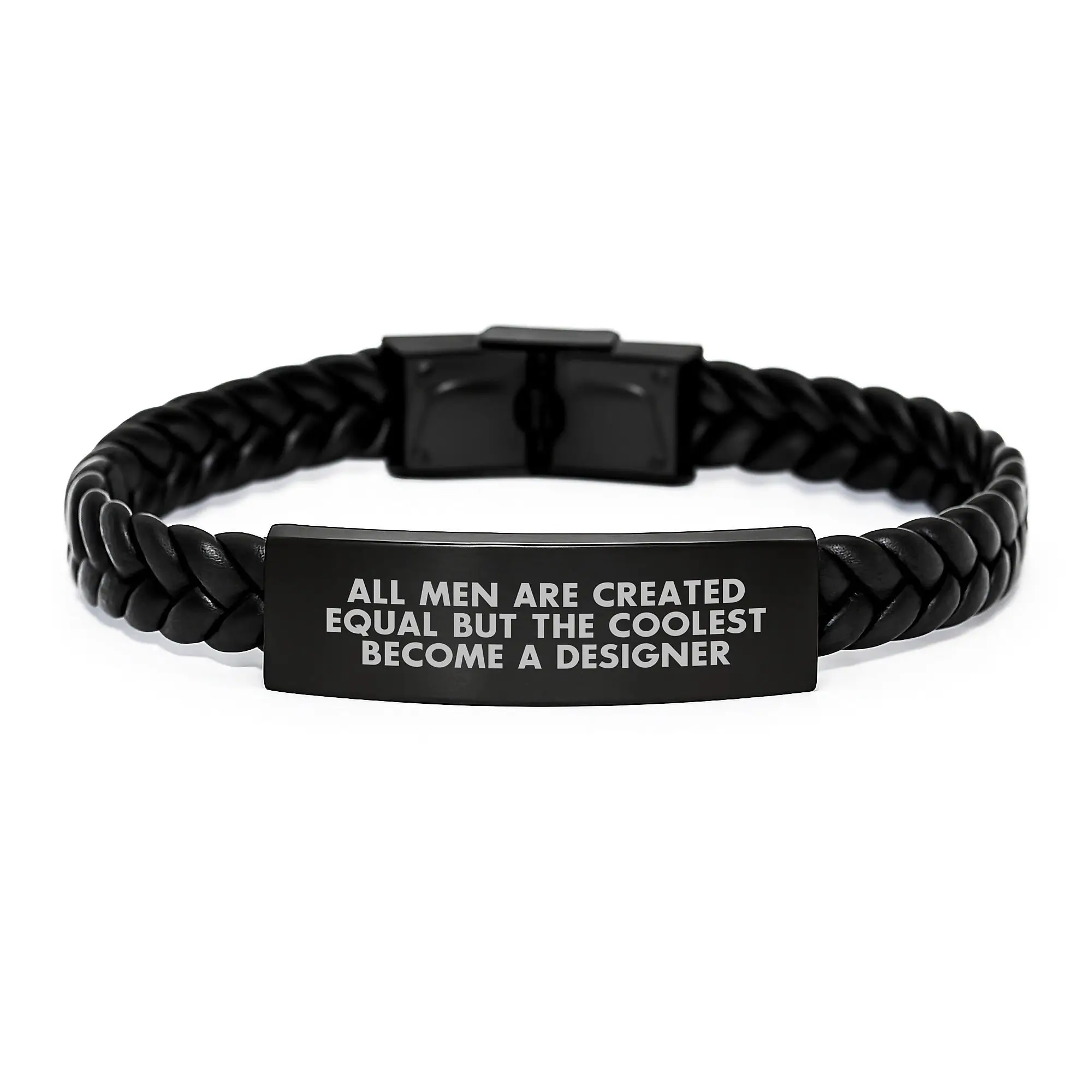 Inspirational Gifts from Friends to Designer Men, Unique Graduation Unique Gifts for Him, Interlaced Leather Bracelet with Quirky Quote - Image 1