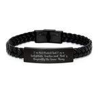 Funny Substitute Teacher Gifts for Women - Interlaced Leather Bracelet with I'm Not Perfect Quote, Stainless Steel & PU Leather, Unique Christmas Memorable Presents from Friends or Family