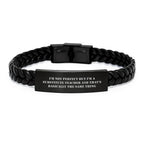Funny Substitute Teacher Gifts for Men, Interlaced Leather Bracelet with Inspirational Quote, Unique Christmas Memorable Presents from Friends