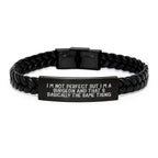 Funny Surgeon Gifts from Men, Women, Friends, Coworkers, Family - Valentine's Unique Gifts for Surgeons, Interlaced Leather Bracelet with Stainless Steel