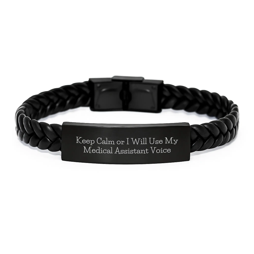 Medical Assistant Keepsake Leather Bracelet for Him Birthday Gift - Image 1