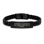 Apartment Manager Gifts from Men - Interlaced Leather Bracelet, Funny Quote, Graduation Unique Gifts for World's Best Dad
