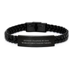 Fitness Trainer Gifts from Friends Unique Leather Bracelet, Interlaced Leather Bracelet for Fitness Trainers, Funny Quote Christmas Unique Gifts