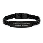 Painter's Proud, Funny Quote Interlaced Leather Bracelet Gifts from Mom to Painter on Birthday, Unique Wrist Accessory