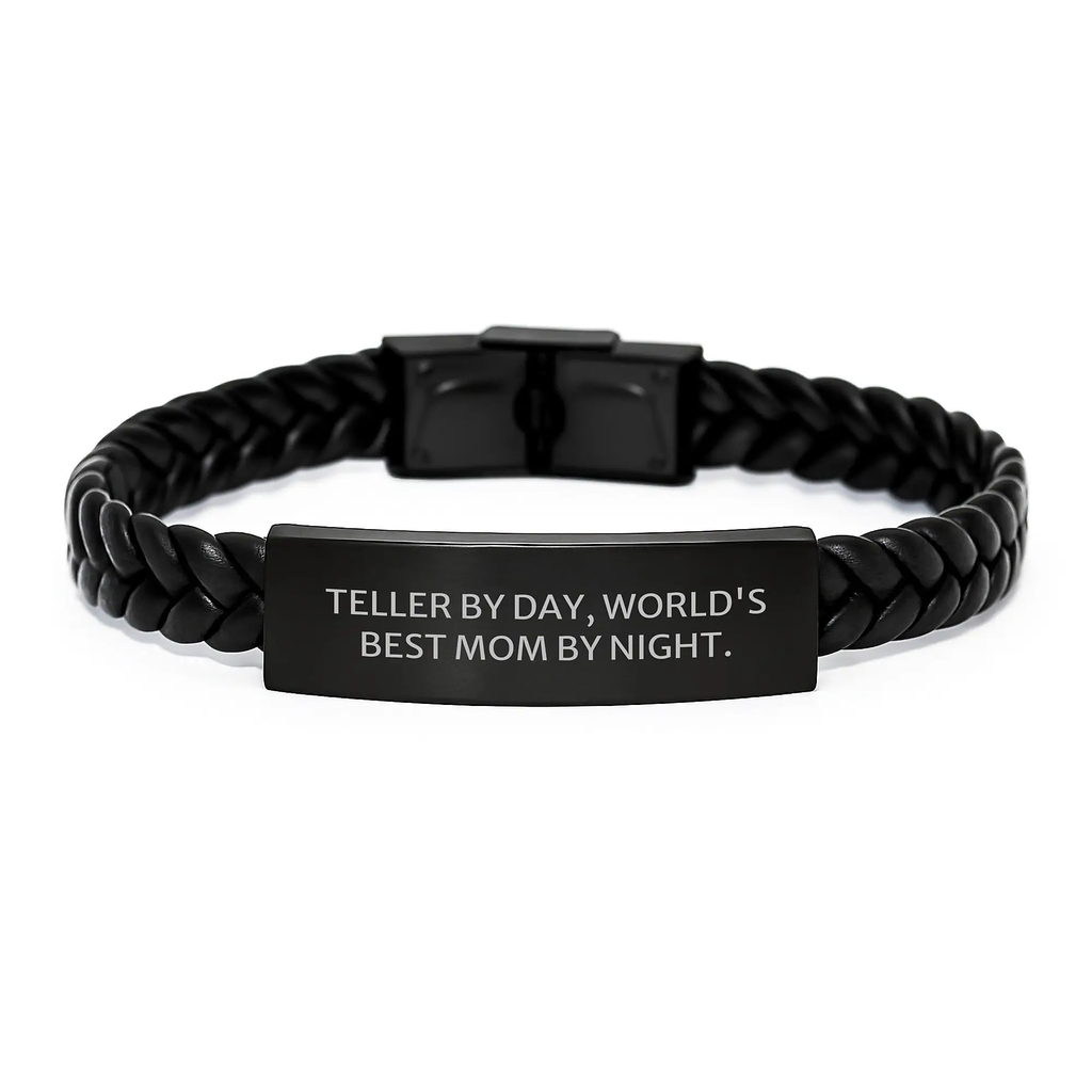 Funny Teller Interlaced Leather Bracelet Gifts for Men from Family, Best Teller By Day Birthday Unique Gift Ideas - Image 1