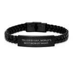 Funny Teller Interlaced Leather Bracelet Gifts for Men from Family, Best Teller By Day Birthday Unique Gift Ideas - Image 1