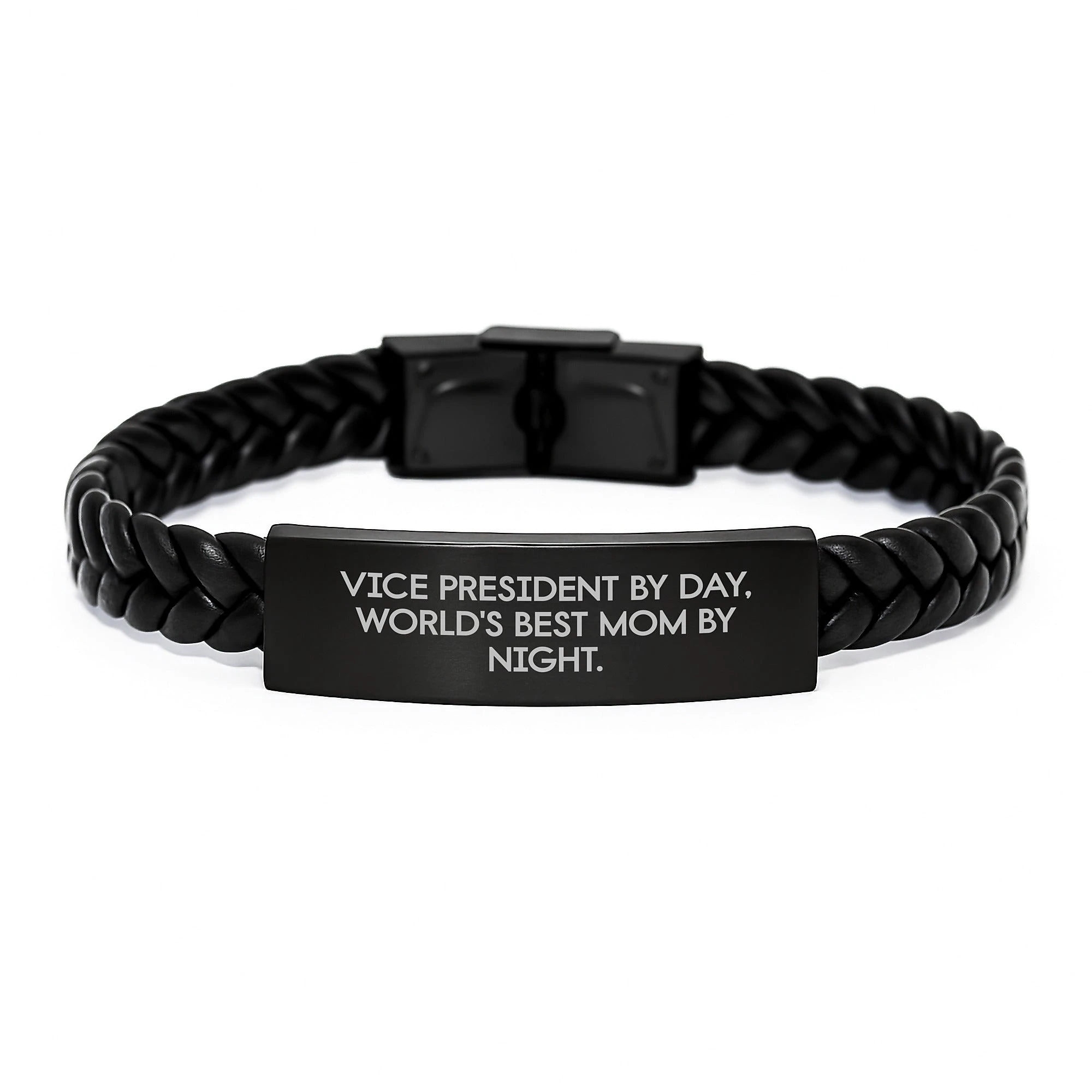 Funny Vice President Gifts for Men Women Friends Family, Vice President By Day Unique Leather Interlaced Leather Bracelet, Gifts from Mom Dad Friends