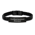 Certified Assistant Principal Funny Quote Interlaced Leather Birthday Unique Gifts from Friends for Assistant Principal, Unique Men's Accessories