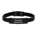 Auctioneer Gifts, Funny Quote Interlaced Leather Bracelet for Men, Women, Friends, Coworkers, Family - Birthday Unique Gifts from Auctioneer