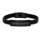 Funny Director Valentine's Gifts from Friends - Interlaced Leather Bracelet with Certified Director Quote - Unique Valentine's Unique Gifts for Directors