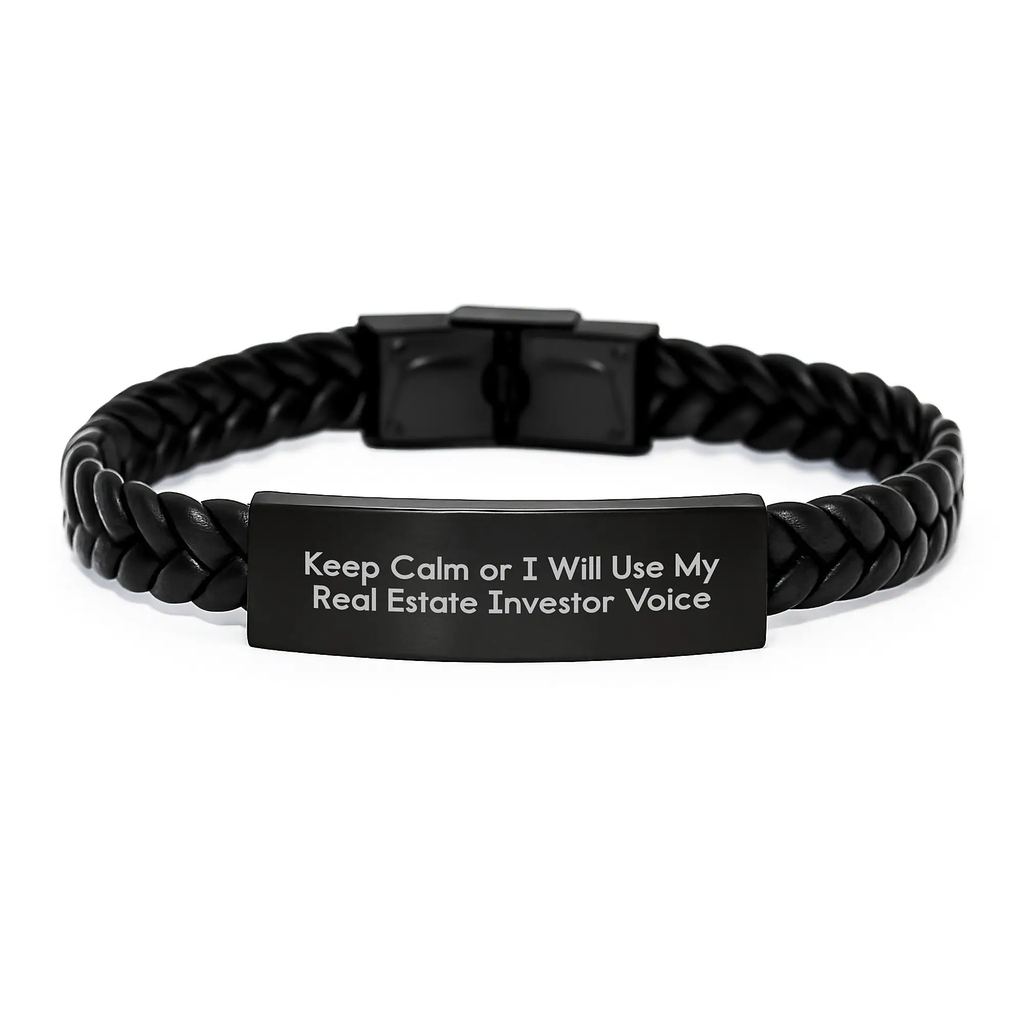 Funny Real Estate Investor Gifts for Real Estate Investor Women, Interlaced Leather Bracelet with Quirky Real Estate Investor Voice, Gifts from Men, Unique Mother's Day Unique Gifts - Image 1