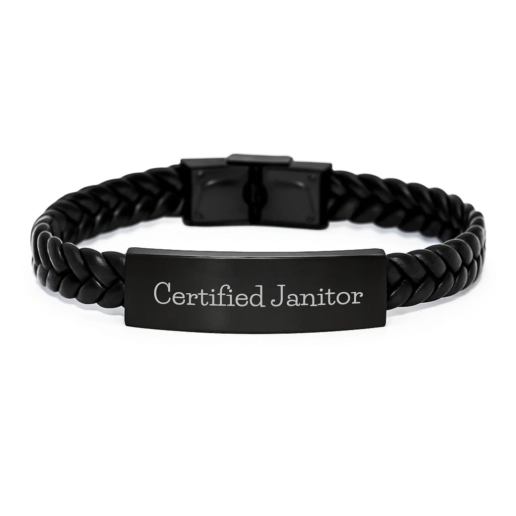 Funny Quote Janitor Gifts, Interlaced Leather Bracelet for Janitor, Valentine's Unique Gifts from Men to Janitor