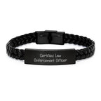 Funny Certified Law Enforcement Officer Gifts from Men to Law Enforcement Officer Interlaced Leather Bracelet Christmas Unique Ideas