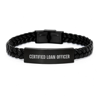 Gifts from Family for Certified Loan Officer - Inspirational Quote, Interlaced Leather Bracelet, Christmas Unique Presents