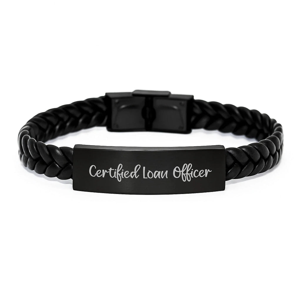 Unique Gifts from Friends to Loan Officers, Certified Loan Officer Bracelet, Funny Valentine's Interlaced Leather Bracelet