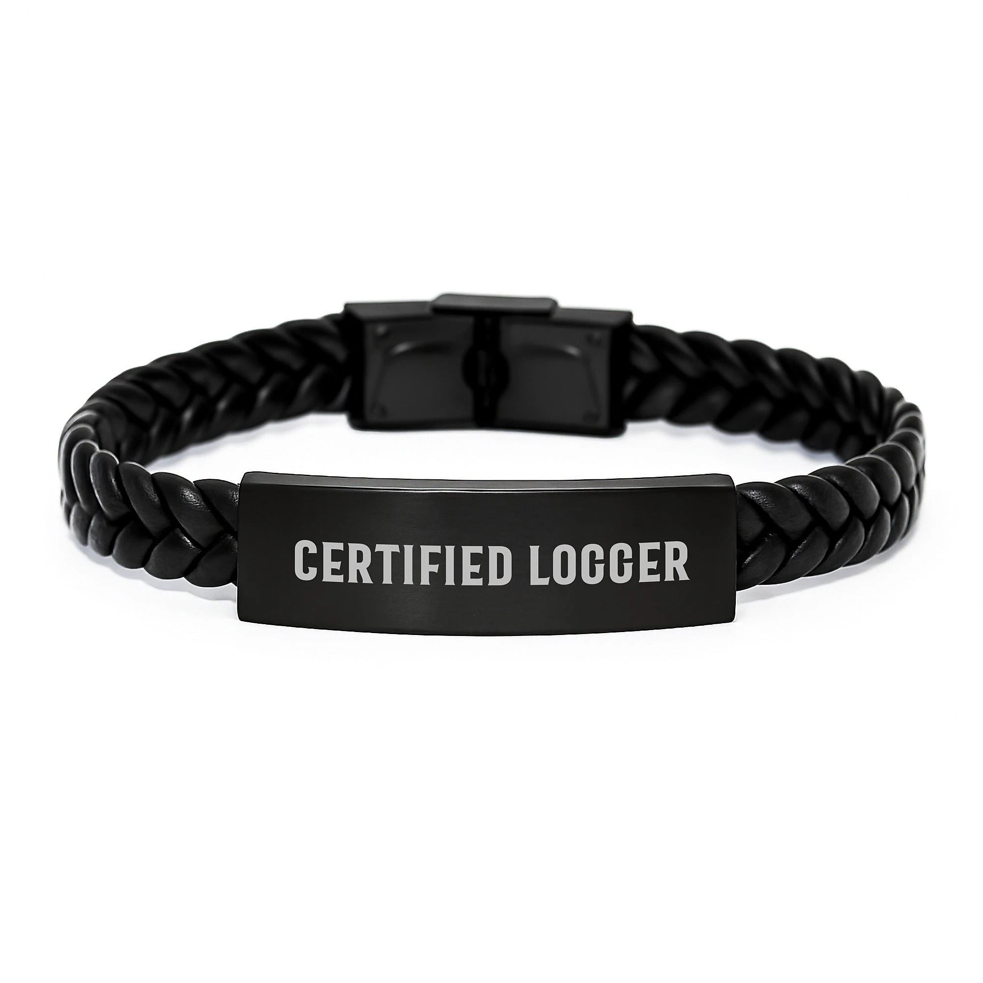 Gifts from Friends for the Certified Logger, Funny Quotes Interlaced Leather Bracelet, Logger Gifts for Christmas Unique Presents