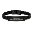 Funny Inspirational Quotes for Mechanical Engineers, Gifts from Friends to Mechanical Engineer, Interlaced Leather Bracelet for Christmas Unique Gifts