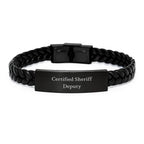 Funny Sheriff Deputy Gifts from Men to Sheriff Deputy Interlaced Leather Bracelet for Birthday Unique Gifts