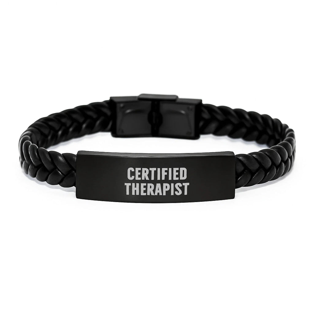 Funny Therapist Gifts from Friends - Interlaced Leather Birthday Present for Certified Therapist