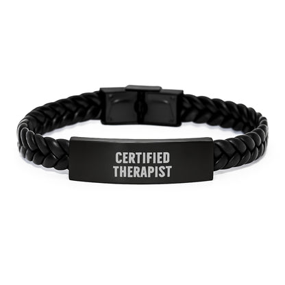 Funny Therapist Gifts from Friends - Interlaced Leather Birthday Present for Certified Therapist - Image 1