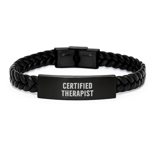 Funny Therapist Gifts from Friends - Interlaced Leather Birthday Present for Certified Therapist - Image 1