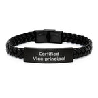 Funny Quote Vice-principal Gifts for Men from Friends on Birthday Unique Interlaced Leather Bracelets