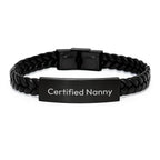 Funny Quote Nanny Gifts from Family, Interlaced Leather Bracelet for Nanny, Valentine's Unique Gifts