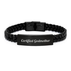 Certified Godmother Quote Funny Interlaced Leather Bracelet Gifts from Men to Women, Valentine's Unique for Godmother