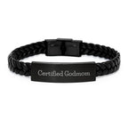 Funny Godmom Gifts from Family - Certified Godmom Interlaced Leather Bracelet for Christmas Unique Gifts, Funny Quote 'Being a godmom is...' Interlaced Leather Bracelet
