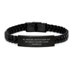 Funny Drug Counselor Gifts for Men, Inspirational Interlaced Leather Bracelet with Custom Quote, Gifts from Family - Image 1