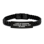 European Shorthair Cat Lover Gifts from Friends, Inspirational Interlaced Leather Bracelet for Women, Funny Quote, Unique Graduation Gifts for Her