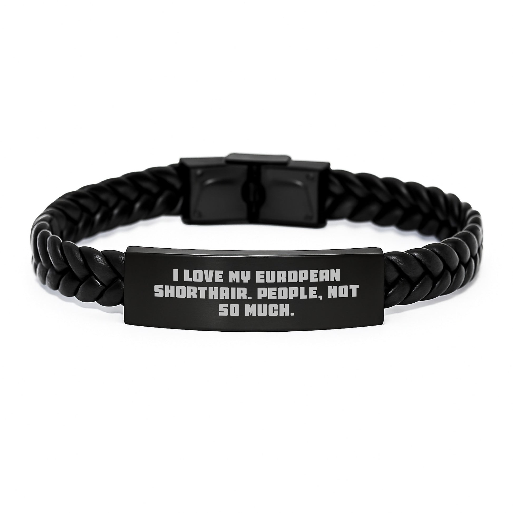 European Shorthair Cat Lover Gifts from Friends, Inspirational Interlaced Leather Bracelet for Women, Funny Quote, Unique Graduation Gifts for Her - Image 1