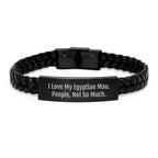 Egyptian Mau Cat Lovers Gifts, Funny Interlaced Leather Bracelet for Graduation, 'I Love My Egyptian Mau. People, Not So Much.' Quote, Gifts from Family to Friends